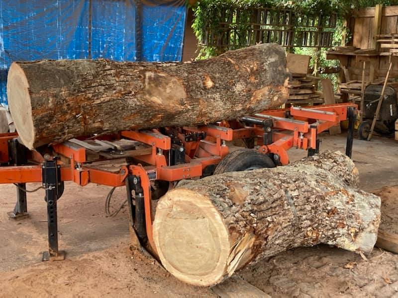 Logs on the Wood-Mizer ready to be milled